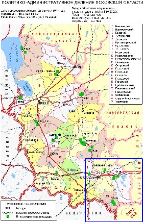 Administrativa mapa de Oblast de Pskov