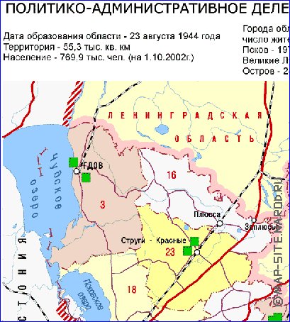 Administrativa mapa de Oblast de Pskov