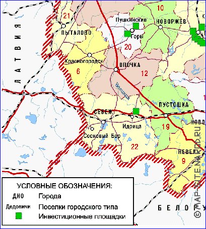 Administrativa mapa de Oblast de Pskov