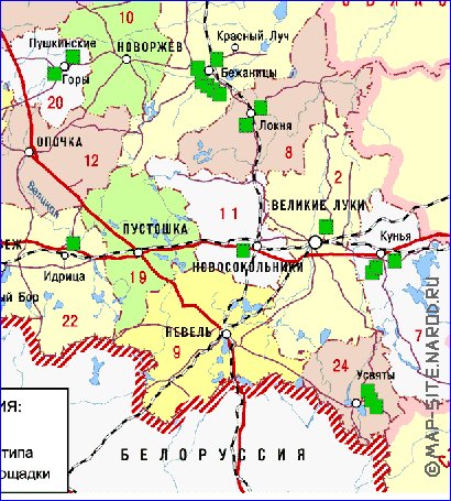 Administrativa mapa de Oblast de Pskov