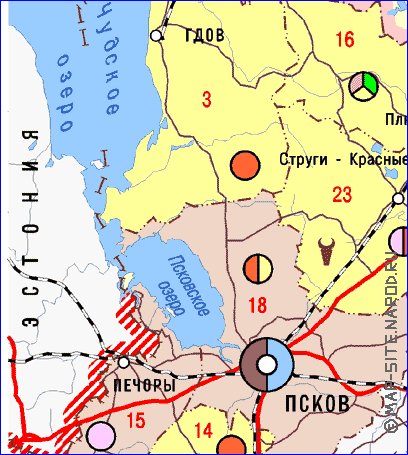 Economico mapa de Oblast de Pskov