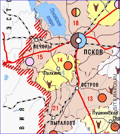 Economico mapa de Oblast de Pskov