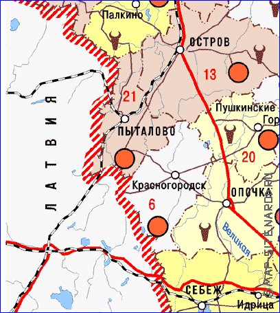 Economico mapa de Oblast de Pskov