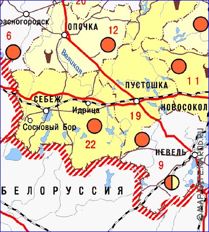 Economico mapa de Oblast de Pskov