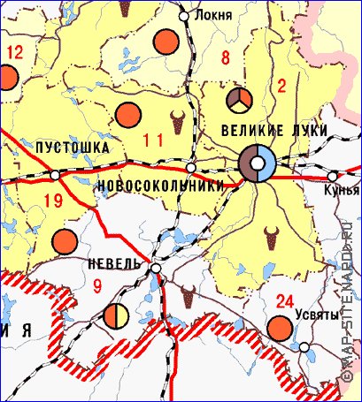 Economico mapa de Oblast de Pskov