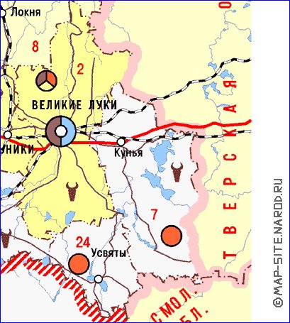 Economico mapa de Oblast de Pskov