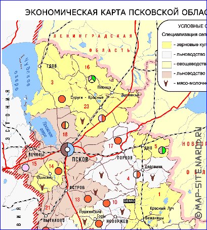 Economico mapa de Oblast de Pskov