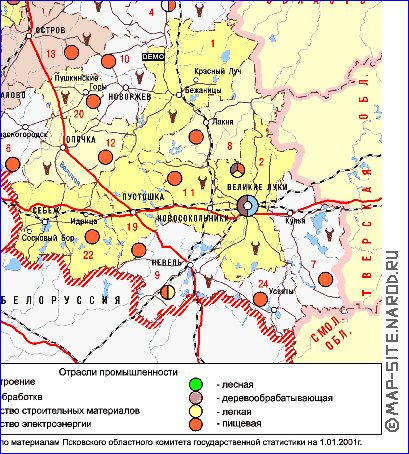 Economico mapa de Oblast de Pskov