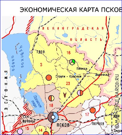 Economico mapa de Oblast de Pskov