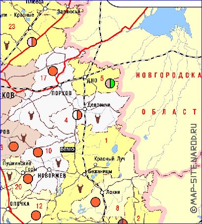 Economico mapa de Oblast de Pskov