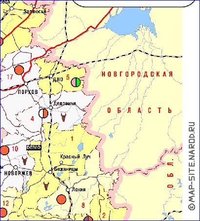 Economico mapa de Oblast de Pskov