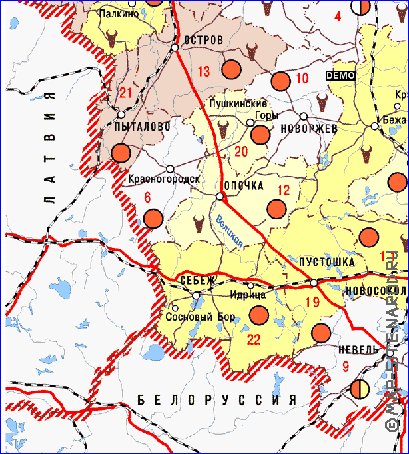 Economico mapa de Oblast de Pskov