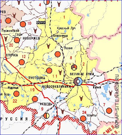 Economico mapa de Oblast de Pskov