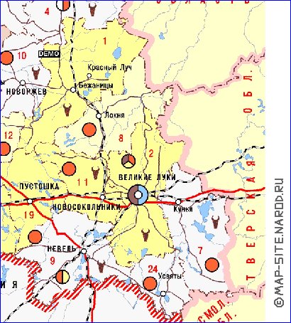 Economico mapa de Oblast de Pskov