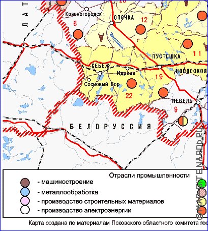 Economico mapa de Oblast de Pskov