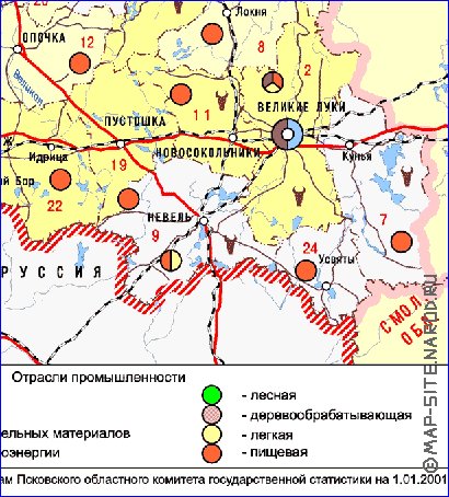 Economico mapa de Oblast de Pskov