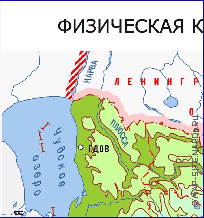 Physique carte de Oblast de Pskov