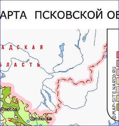 Physique carte de Oblast de Pskov