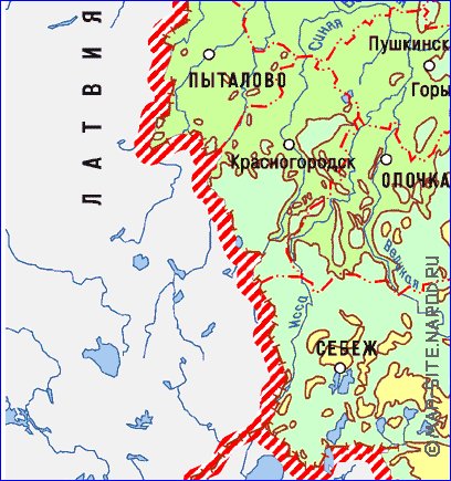 Physique carte de Oblast de Pskov