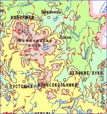 Physique carte de Oblast de Pskov