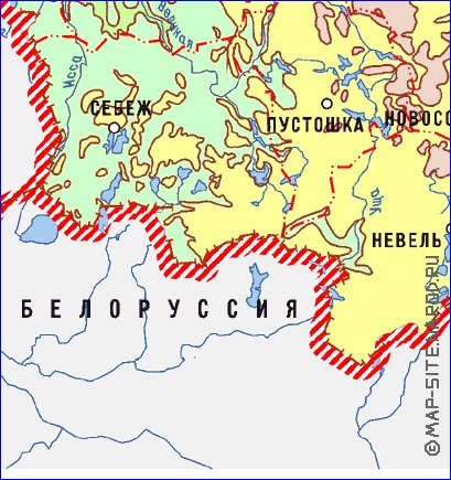 Fisica mapa de Oblast de Pskov