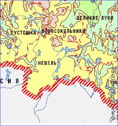 Physique carte de Oblast de Pskov