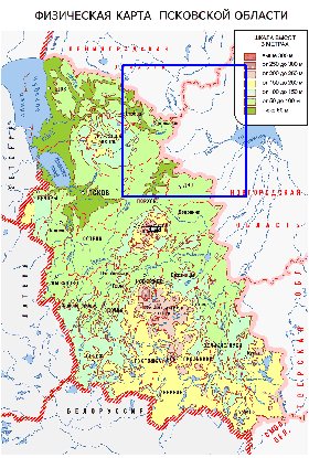 Fisica mapa de Oblast de Pskov