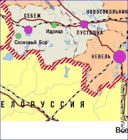 mapa de de densidade populacional Oblast de Pskov