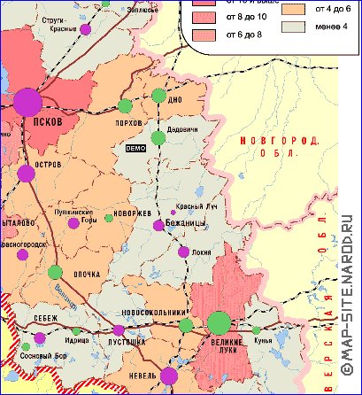 carte de de la densite de population Oblast de Pskov