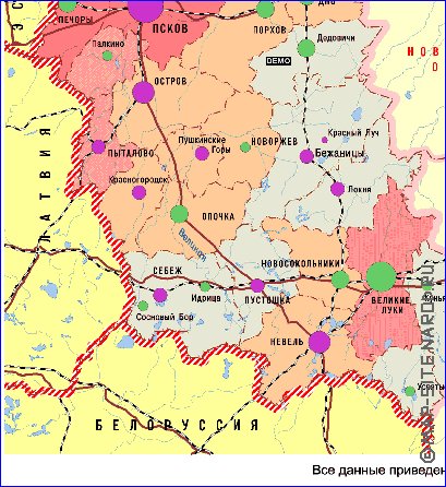 carte de de la densite de population Oblast de Pskov