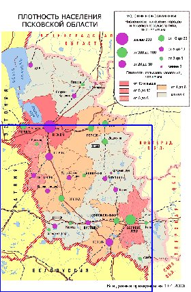 carte de de la densite de population Oblast de Pskov