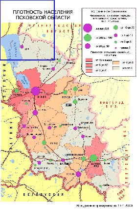 mapa de de densidade populacional Oblast de Pskov