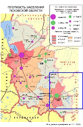 carte de de la densite de population Oblast de Pskov