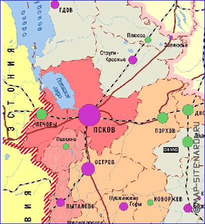 mapa de de densidade populacional Oblast de Pskov