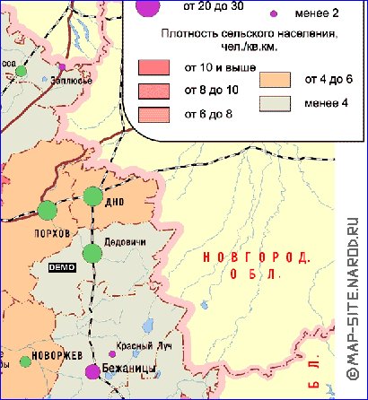 carte de de la densite de population Oblast de Pskov