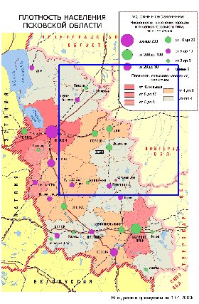 mapa de de densidade populacional Oblast de Pskov