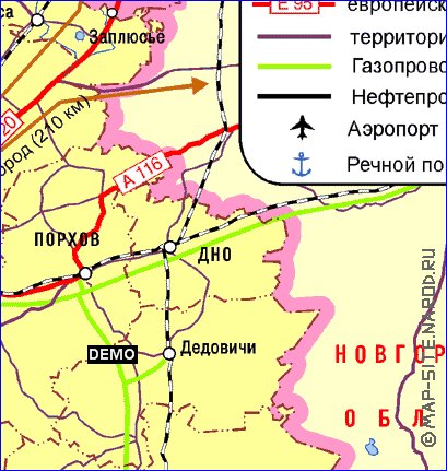 Transport carte de Oblast de Pskov
