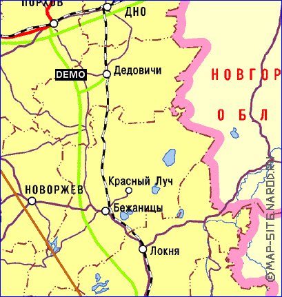 Transporte mapa de Oblast de Pskov