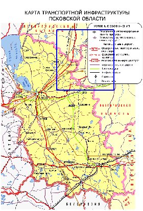 Transporte mapa de Oblast de Pskov