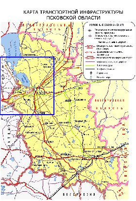 Transporte mapa de Oblast de Pskov