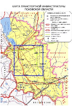 Transporte mapa de Oblast de Pskov