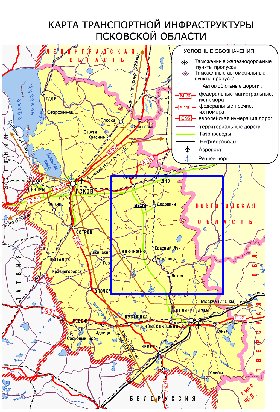 Transporte mapa de Oblast de Pskov