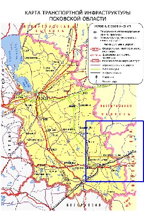 Transporte mapa de Oblast de Pskov