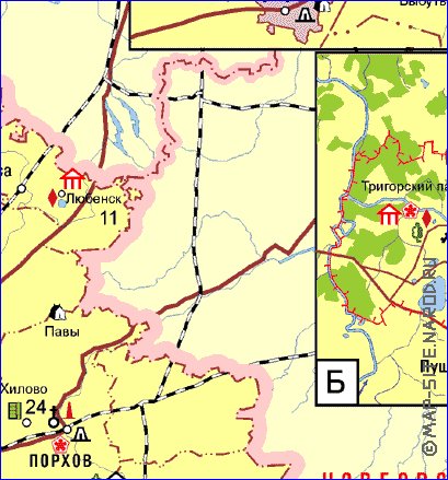 Turismo mapa de Oblast de Pskov