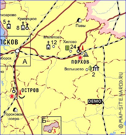 Touristique carte de Oblast de Pskov