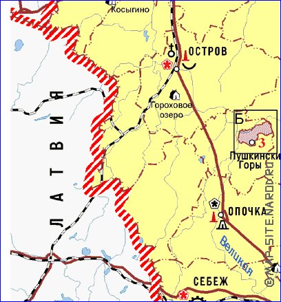 Touristique carte de Oblast de Pskov