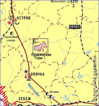 Turismo mapa de Oblast de Pskov