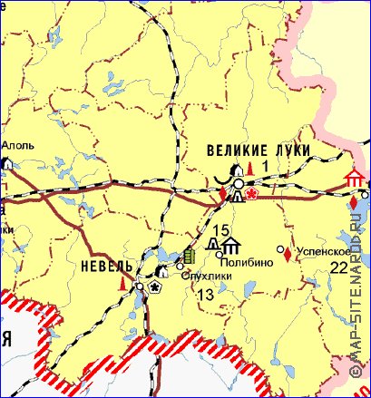 Turismo mapa de Oblast de Pskov