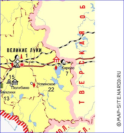 Turismo mapa de Oblast de Pskov