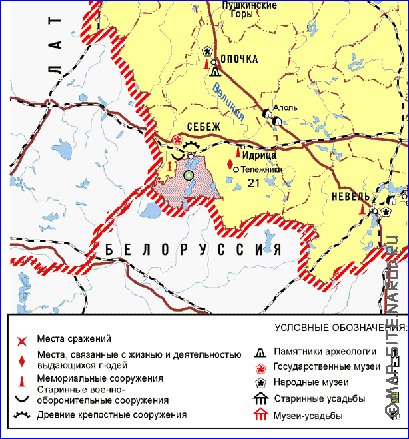 Turismo mapa de Oblast de Pskov